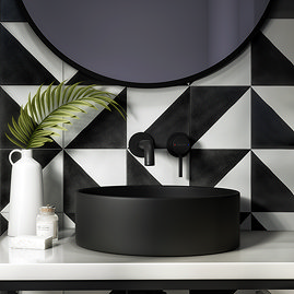 Arezzo 300mm Matt Black Round Countertop Basin – Modern Ceramic Bathroom Sink