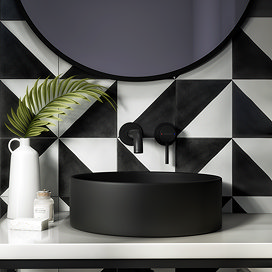 Arezzo 300mm Matt Black Round Countertop Basin – Modern Ceramic Bathroom Sink