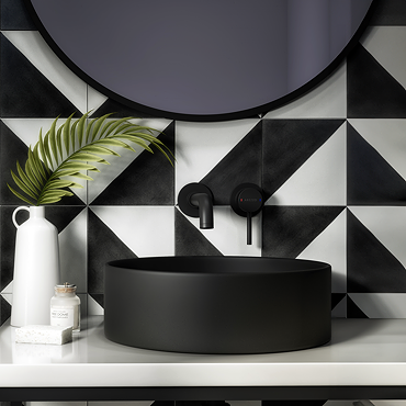 Arezzo Matt Black Round Countertop Basin - 300mm Diameter