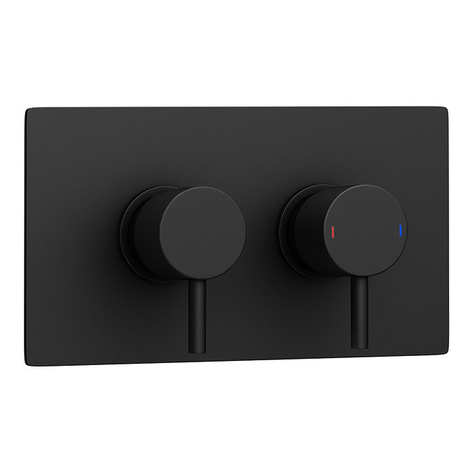 Arezzo Matt Black Round Shower Package with Concealed Valve + Ceiling Mounted Head Standard Large Image