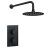 Arezzo Matt Black Round Shower Package with Concealed Valve + Head  Standard Large Image