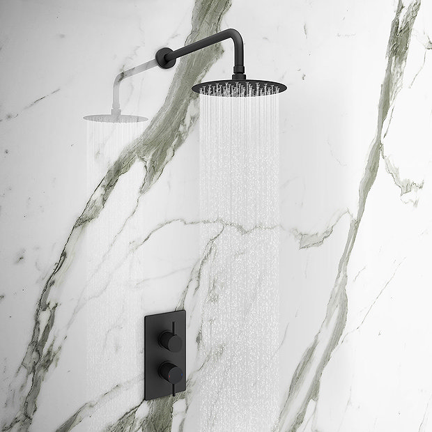 Arezzo Matt Black Round Shower Package with Concealed Valve + Head