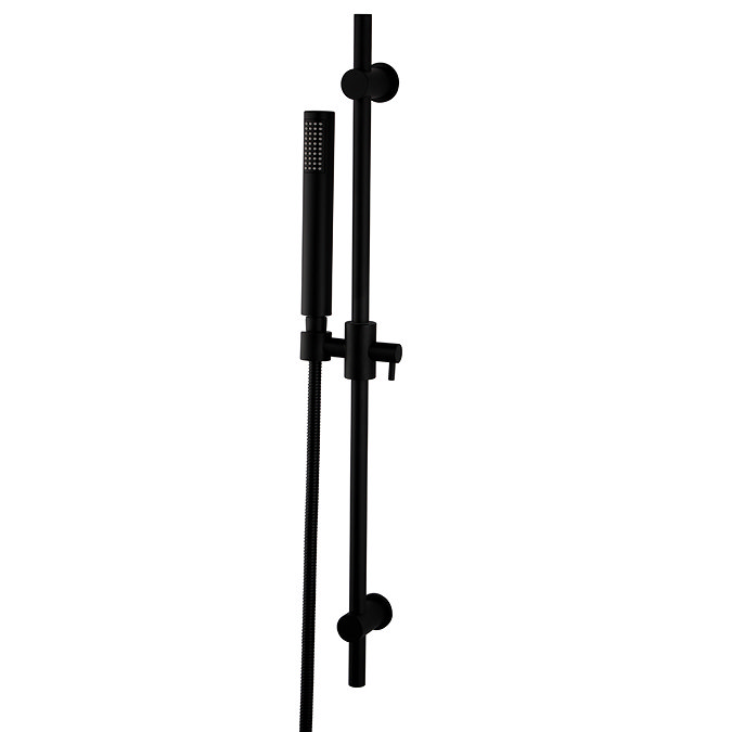 Arezzo Matt Black Round Shower Valve inc. Slide Rail Kit with Pencil Handset Standard Large Image