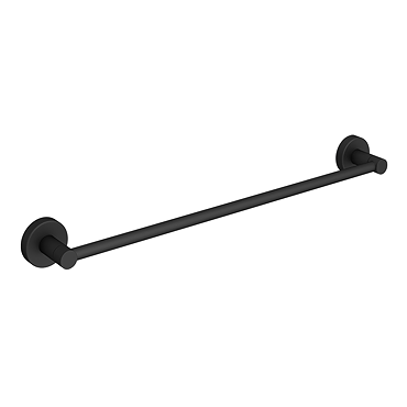 Arezzo Matt Black Round Single Towel Rail  Profile Large Image