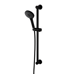 Arezzo Matt Black Round Slide Rail Kit with Multi-Function Shower Handset Large Image
