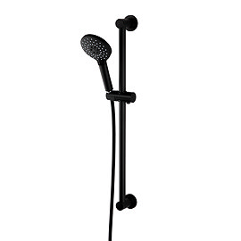 Arezzo Matt Black Round Slide Rail Kit with Multi-Function Shower Handset Large Image
