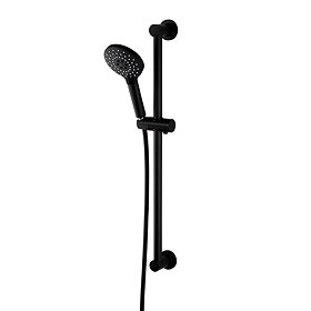 Arezzo Matt Black Round Slide Rail Kit with Multi-Function Shower Handset Large Image