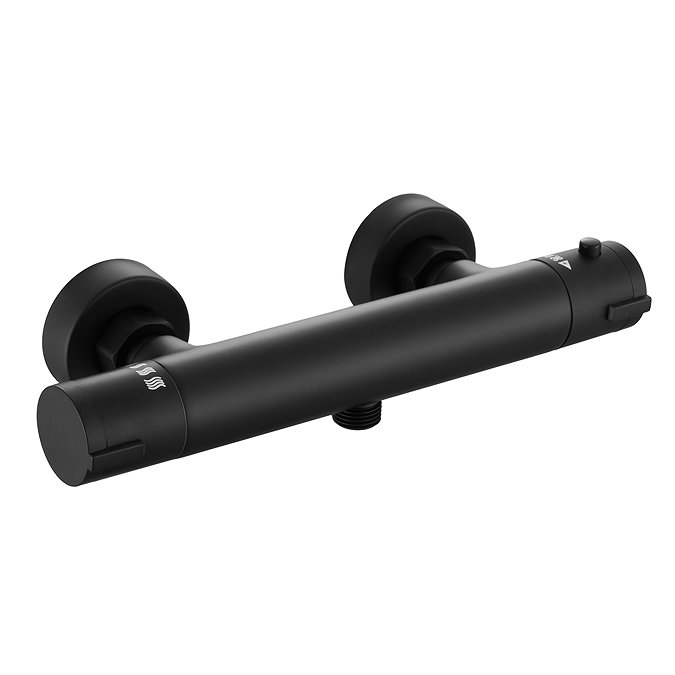 Arezzo Matt Black Round Thermostatic Shower Kit with Multi-Function Handset