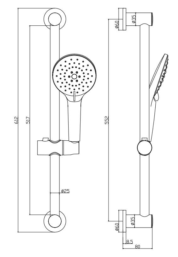 Arezzo Matt Black Round Thermostatic Shower Kit with Multi-Function Handset