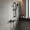 Arezzo Matt Black Round Thermostatic Shower Kit with Multi-Function Handset