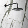 Arezzo Matt Black Round Thermostatic Shower Pack with Head + Handset (Oval Backplate)  Feature Large