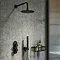 Arezzo Matt Black Round Thermostatic Shower Pack with Head + Handset (Oval Backplate) Large Image
