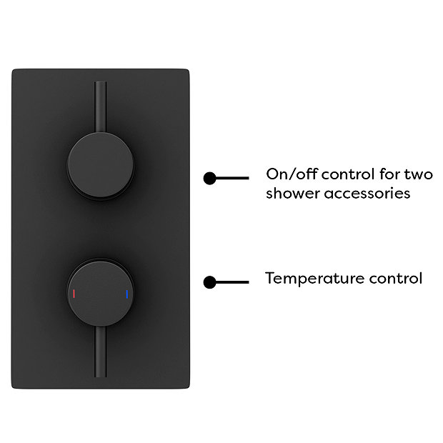 Arezzo Matt Black Round Thermostatic Shower Pack with Head + Handset  additional Large Image