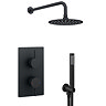 Arezzo Matt Black Round Thermostatic Shower Pack with Head + Handset  Standard Large Image
