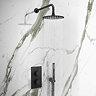 Arezzo Matt Black Round Thermostatic Shower Pack with Head + Handset Large Image