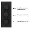 Arezzo Matt Black Round Triple Thermostatic Shower Pack w. Flat Fixed Head + Handset Profile Large