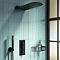 Arezzo Matt Black Round Triple Thermostatic Shower Pack w. Flat Fixed Head + Handset Large Image