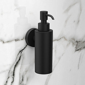 Arezzo Matt Black Round Wall Mounted Soap Dispenser Large Image