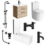 Arezzo Matt Black & Rustic Oak Complete Bathroom Suite