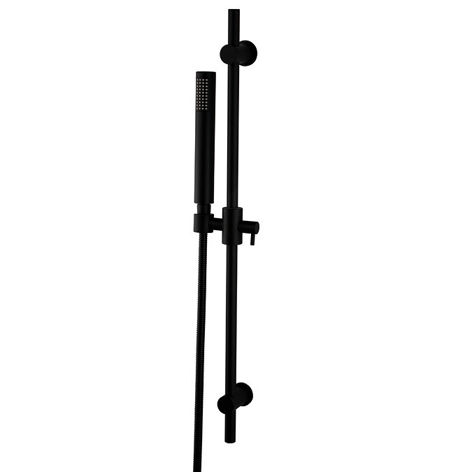 Arezzo Matt Black Shower System (Valve inc. 195mm Ceiling Mounted Head + Slide Rail Kit with Handset)  Standard Large Image