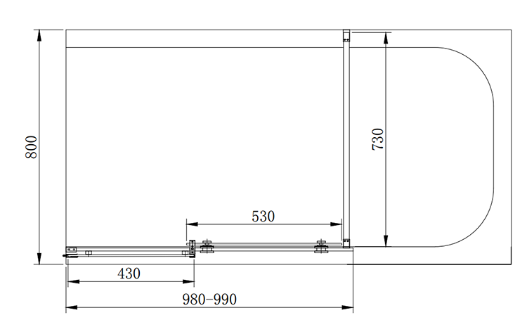 Arezzo Sliding Bath Screen (W1000 x H1500) - Matt Black