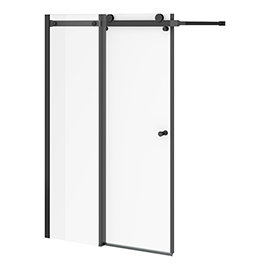 Arezzo Matt Black Sliding Bath Screen (W1000 x H1500) Medium Image