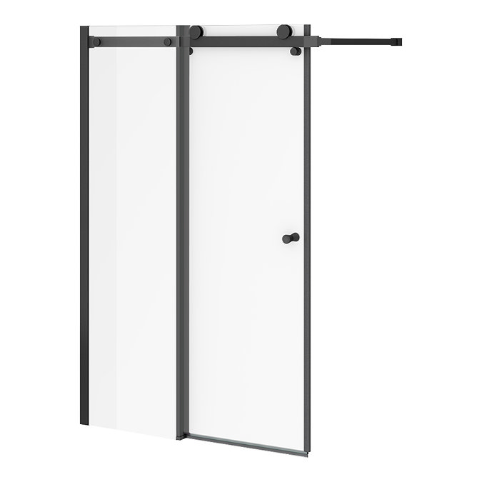 Arezzo Matt Black Sliding Bath Screen (W1000 x H1500) Large Image