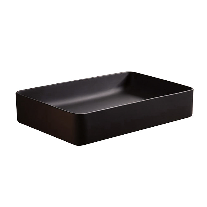 Arezzo Matt Black Slim Rectangular Counter Top Basin (605 x 355mm)  Profile Large Image