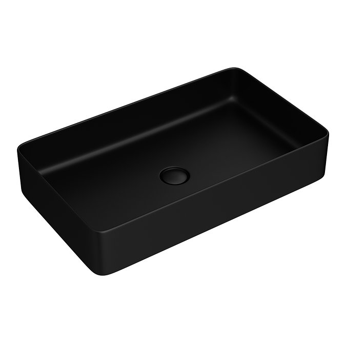Arezzo Matt Black Slim Rectangular Counter Top Basin (605 x 355mm) Large Image