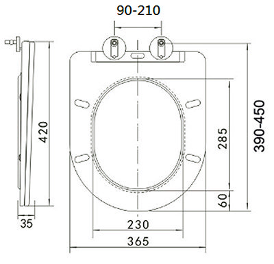 Arezzo Matt Black Soft Close Toilet Seat for WH & CC Pan