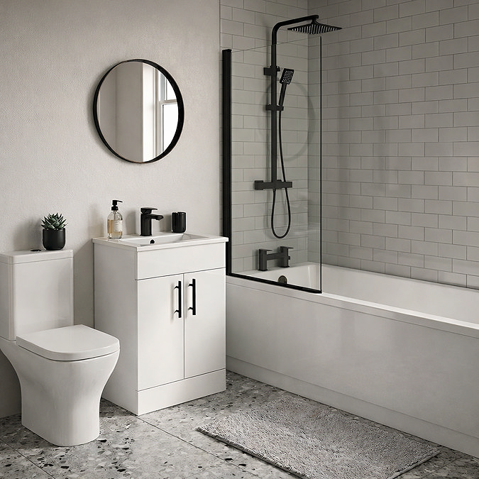 Arezzo Matt Black Square Complete Modern Bathroom Package