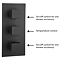Arezzo Matt Black Square Concealed Triple Shower Valve with Fixed Head + 4 Body Jets additional Lar