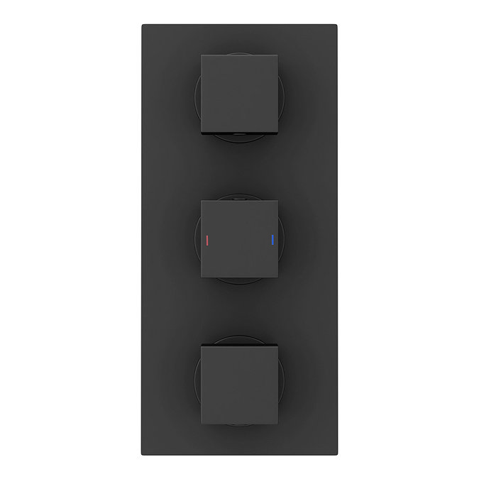 Arezzo Matt Black Square Concealed Triple Shower Valve with Fixed Head + 4 Body Jets Newest Large I