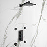Arezzo Matt Black Square Concealed Triple Shower Valve with Fixed Head + 4 Body Jets Large Image