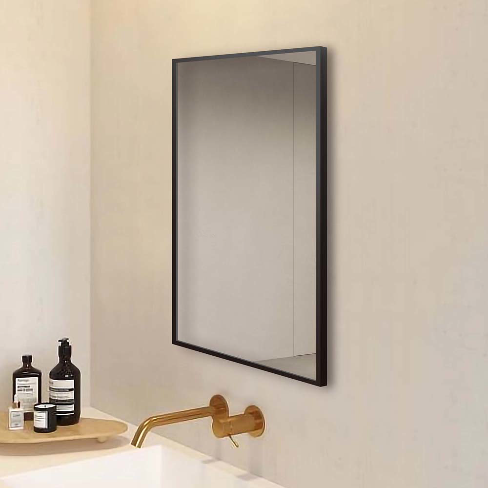 Arezzo Matt Black Square Edge 700 x 500 Mirror Victorian Plumbing UK