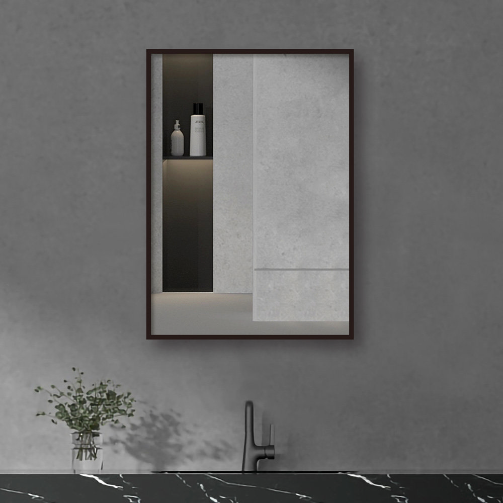 Arezzo Matt Black Square Edge 700 x 500 Mirror Victorian Plumbing UK