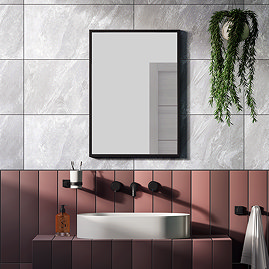 Arezzo Matt Black Square Edge 700 x 500 Mirror