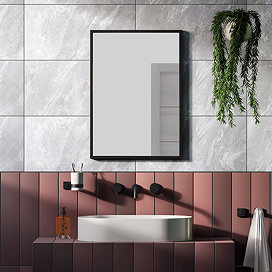 Arezzo Matt Black Square Edge 700 x 500 Mirror