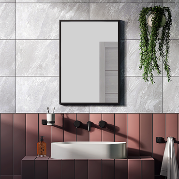 Arezzo Matt Black Square Edge 700 x 500 Mirror 