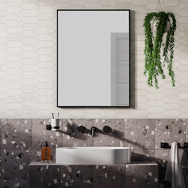 Arezzo Matt Black Square Edge Framed Bathroom Mirror - 800 x 600mm