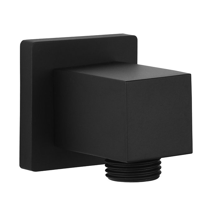 Arezzo Matt Black Square Elbow for Concealed Showers Large Image