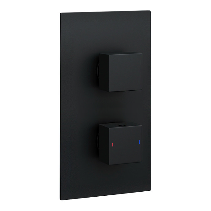 Arezzo Matt Black Square Shower Package w. Concealed Valve + Flat Fixed Shower Head Feature Large Image
