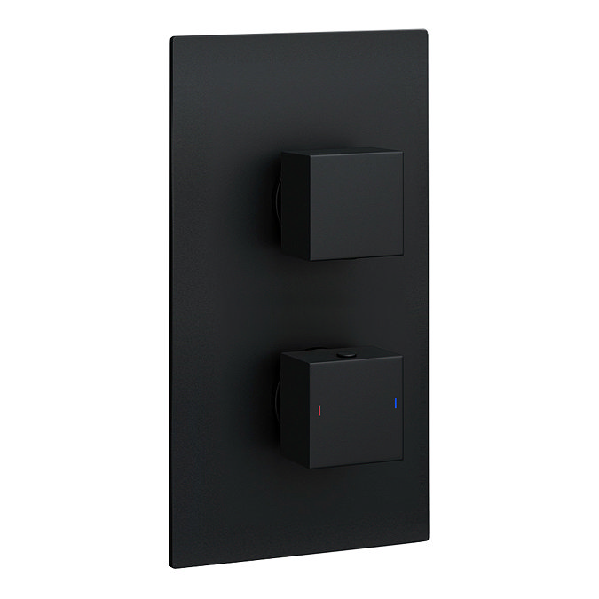 Arezzo Matt Black Square Shower Package with Concealed Valve + Head  In Bathroom Large Image