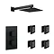Arezzo Matt Black Square Shower System with Diverter, Fixed Shower Head + 4 Body Jets  Newest Large Image