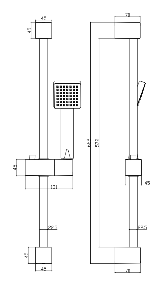 Arezzo Matt Black Square Thermostatic Bar Valve + Slide Rail Kit