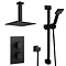 Arezzo Matt Black Square Thermostatic Shower Pack with Head + Slider Rail Kit Feature Large Image