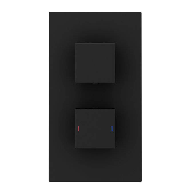 Arezzo Matt Black Square Thermostatic Shower Pack with Head + Slider Rail Kit additional Large Image