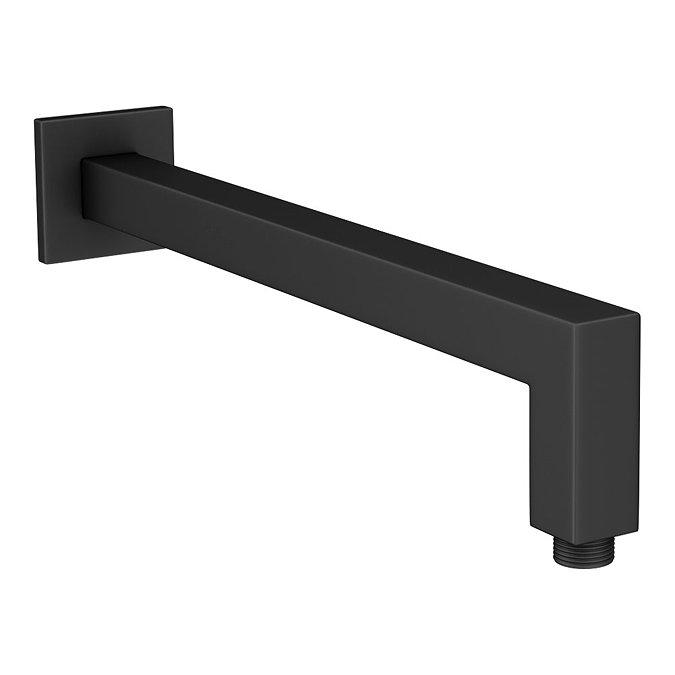 Arezzo Matt Black Square Wall Mounted 90 Degree Bend Shower Arm - 393mm Large Image