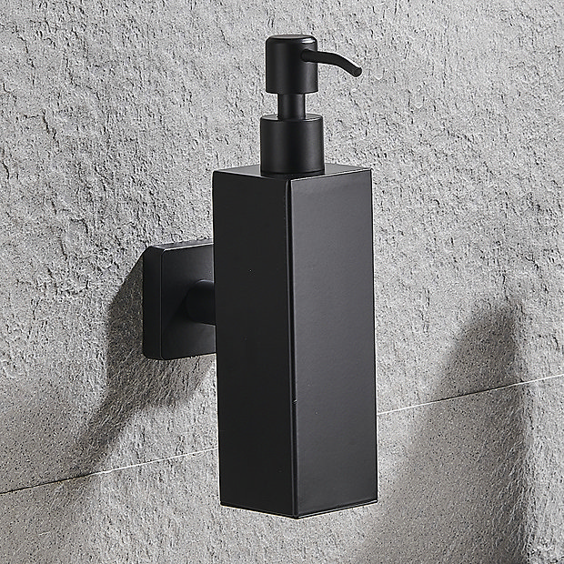 Arezzo Matt Black Square Wall Mounted Soap Dispenser  Feature Large Image