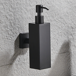 Arezzo Matt Black Square Wall Mounted Soap Dispenser